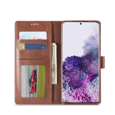 Samsung Galaxy S20+ LC.IMEEKE открываемый коричневый кожаный чехол - книжка | Vacins.lv