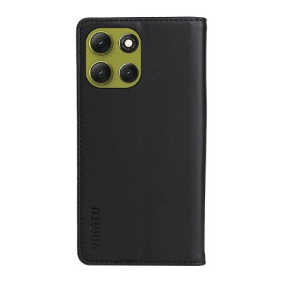 Motorola Moto G86 / G86 Power "Split" чёрный кожаный чехол-книжка | Vacins.lv