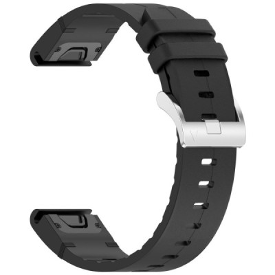 Viedā pulksteņa Garmin Fenix 8S / 6S / 5S / 6S Pro / 5S Plus cietā silikona (TPU) siksniņa - melns | Vacins.lv