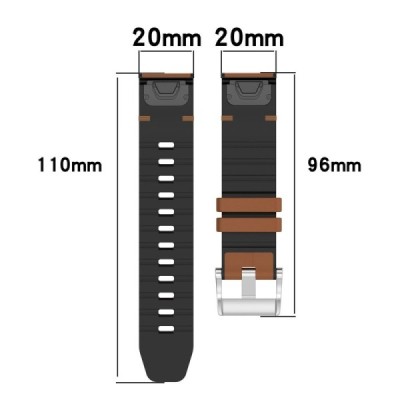 Viedā pulksteņa Garmin Fenix 8S / 6S / 5S / 6S Pro / 5S Plus cietā silikona (TPU) siksniņa - melns | Vacins.lv