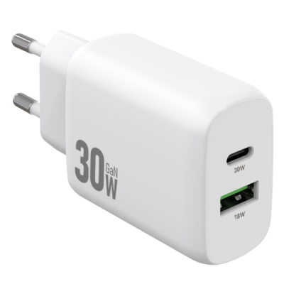 "AMORUS" Fast Charging Duo tīkla lādētājs (30W) - balts | Vacins.lv