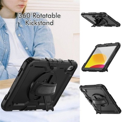 "Carryise" Apple iPad 11 2025, iPad 10,9 2022 pastiprinātas aizsardzības melns (360°) apvalks, vaciņš | Vacins.lv