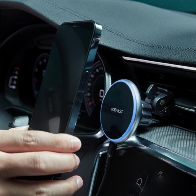 „ACEFAST“ Magnetic automašīnas telefona turētājs / lādētājs (15W) - melns | Vacins.lv