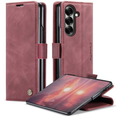 Samsung Galaxy Fold7 CaseMe Retro открываемый, бордовый, кожаный чехол – книжка | Vacins.lv