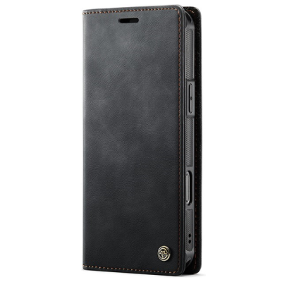 Apple iPhone 16 Pro Max „CaseMe“ MagSafe Leather 2-in-1 atlokāms maciņš - melns | Vacins.lv