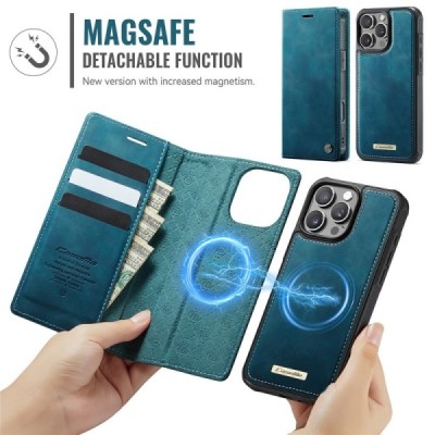 Apple iPhone 16 Pro Max „CaseMe“ MagSafe Leather 2-in-1 atlokāms maciņš - zaļš | Vacins.lv