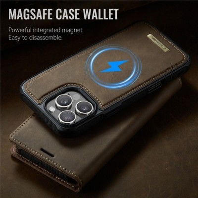 Apple iPhone 16 Pro Max „CaseMe“ MagSafe Leather 2-in-1 atlokāms maciņš - brūns | Vacins.lv