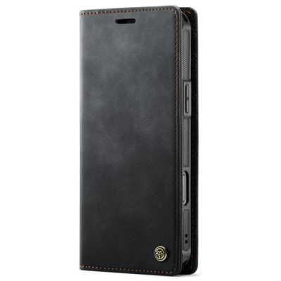 Apple iPhone 16 Pro „CaseMe“ MagSafe Leather 2-in-1 atlokāms maciņš - melns | Vacins.lv
