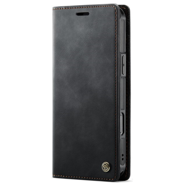 „CaseMe“ MagSafe Leather 2-in-1 atlokāms maciņš - melns (iPhone 16 Pro)