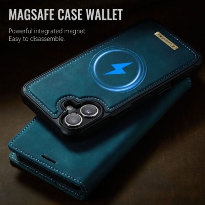 Apple iPhone 16 „CaseMe“ MagSafe Leather 2-in-1 atlokāms maciņš - zaļš | Vacins.lv