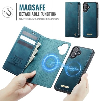 Apple iPhone 16 „CaseMe“ MagSafe Leather 2-in-1 atlokāms maciņš - zaļš | Vacins.lv
