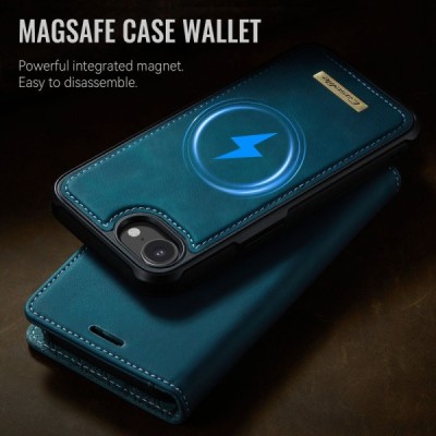 „CaseMe“ MagSafe Leather прочный чехол-книжка 2-в-1 - зелёный (iPhone 17e / 16e)