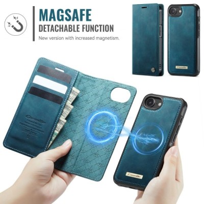 „CaseMe“ MagSafe Leather прочный чехол-книжка 2-в-1 - зелёный (iPhone 17e / 16e)