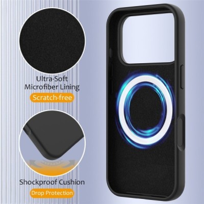 Apple iPhone 17 Pro Max "Shell" MagSafe твердый силиконовый (TPU) чёрный чехол | Vacins.lv