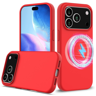 Apple iPhone 17 Pro Max "Shell" MagSafe cieta silikona (TPU) sarkans apvalks | vacins.lv