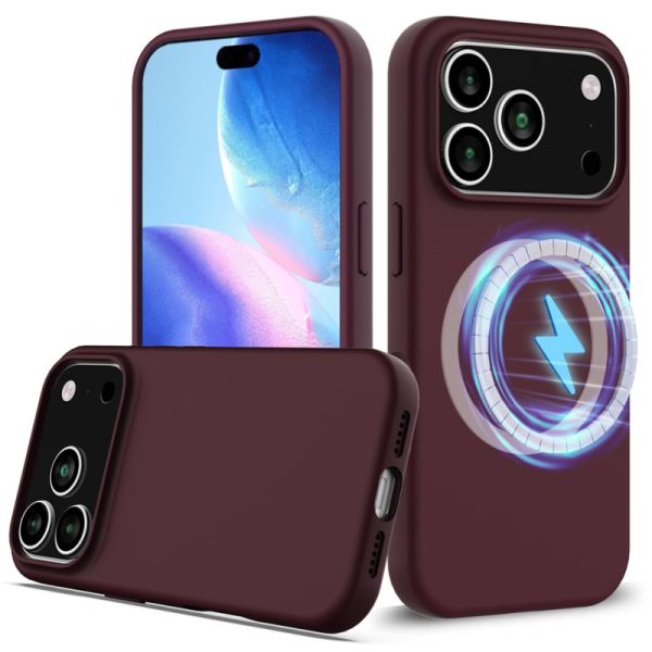"Shell" MagSafe твердый силиконовый (TPU) чехол - бордовый (iPhone 17 Pro Max)