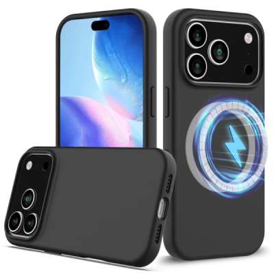 Apple iPhone 17 Pro "Shell" MagSafe твердый силиконовый (TPU) чёрный чехол | Vacins.lv