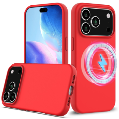 Apple iPhone 17 Pro "Shell" MagSafe cieta silikona (TPU) sarkans apvalks | vacins.lv