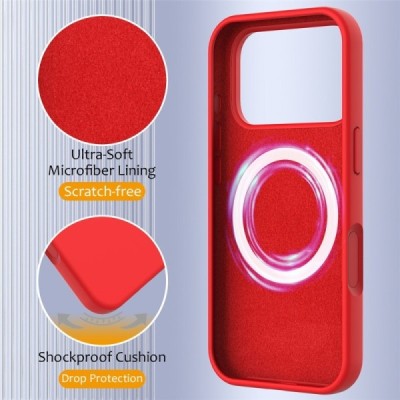 Apple iPhone 17 Pro "Shell" MagSafe твердый силиконовый (TPU) красный чехол | Vacins.lv
