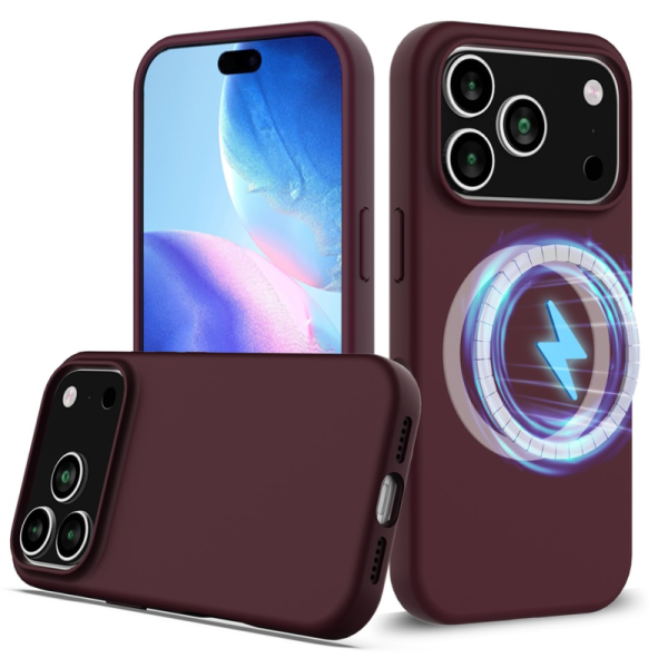 "Shell" MagSafe твердый силиконовый (TPU) чехол - бордовый (iPhone 17 Pro)
