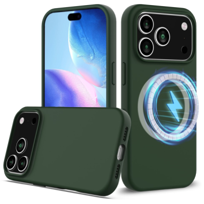 Apple iPhone 17 Pro "Shell" MagSafe cieta silikona (TPU) tumši zaļa apvalks | vacins.lv