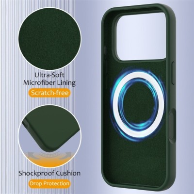 Apple iPhone 17 Pro "Shell" MagSafe cieta silikona (TPU) tumši zaļa apvalks | vacins.lv