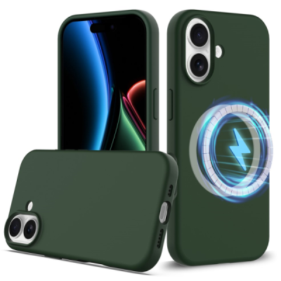 Apple iPhone 17 "Shell" MagSafe cieta silikona (TPU) tumši zaļa apvalks | vacins.lv