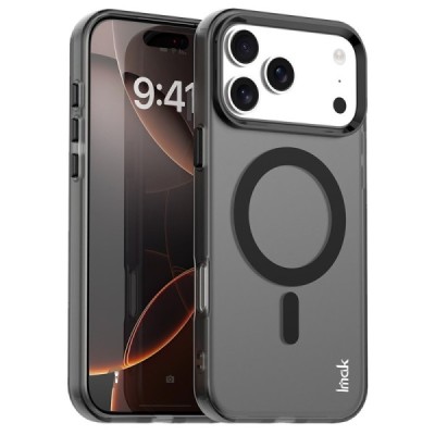 Apple iPhone 17 Pro "IMAK" Candy MagSafe matēts cieta silikona (TPU) apvalks - melns | vacins.lv