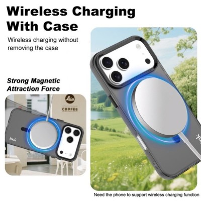 Apple iPhone 17 Pro "IMAK" Candy MagSafe твердый силиконовый матовый (ТПУ) чехол - чёрный | Vacins.lv