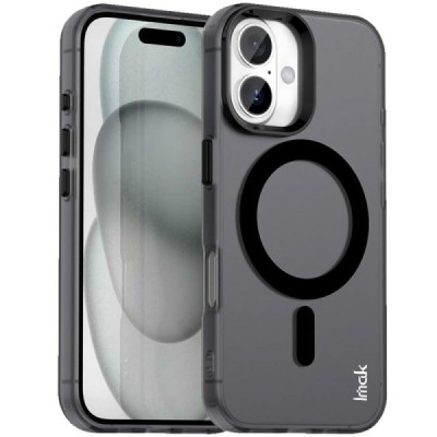 Apple iPhone 17 "IMAK" Candy MagSafe matēts cieta silikona (TPU) apvalks - melns | vacins.lv