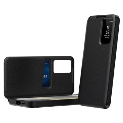 Samsung Galaxy S25 Ultra "Qing" Smart View solīds atvēramais maciņš - melns | Vacins.lv