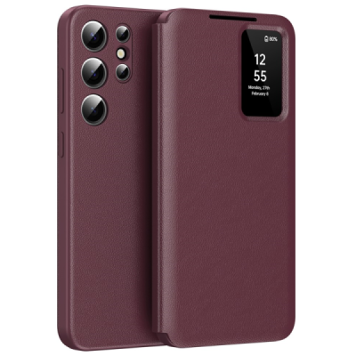 Samsung Galaxy S25 Ultra "Qing" Smart View solīds atvēramais maciņš - bordo | Vacins.lv