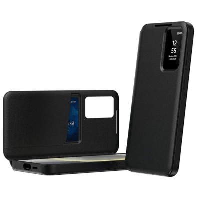 Samsung Galaxy S25 Edge Чехол-книжка Qing Smart View Solid - черный | Vacins.lv