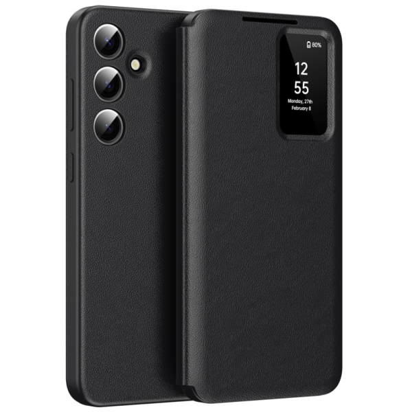 Чехол-книжка "Qing" Smart View Solid - черный (Galaxy S25)