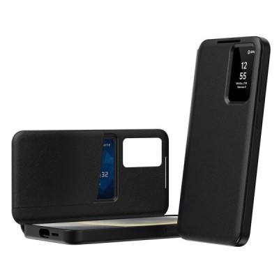 Samsung Galaxy A55 "Qing" Smart View solīds atvēramais maciņš - melns | Vacins.lv