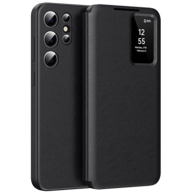 Samsung Galaxy S24 Ultra Чехол-книжка Qing Smart View Solid - черный | Vacins.lv