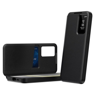 Samsung Galaxy S23 "Qing" Smart View solīds atvēramais maciņš - melns | Vacins.lv