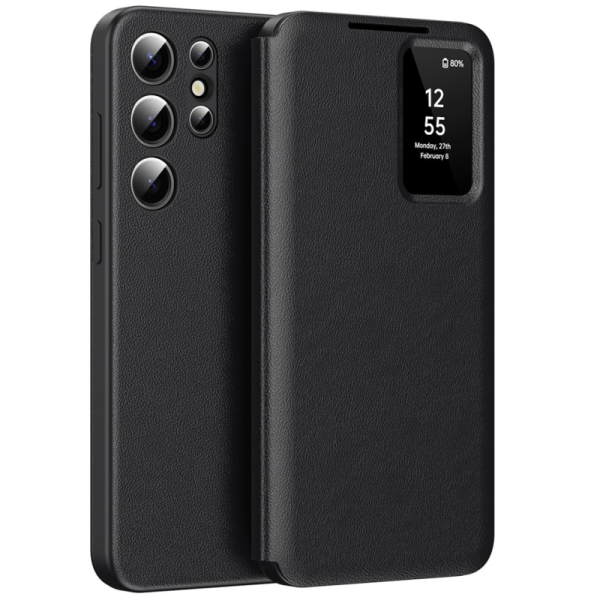 Чехол-книжка "Qing" Smart View Solid - черный (Galaxy S23 Ultra)