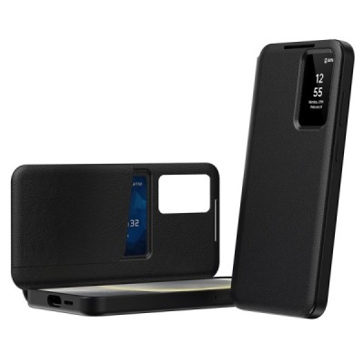 Samsung Galaxy S22 5G Чехол-книжка Qing Smart View Solid - черный | Vacins.lv