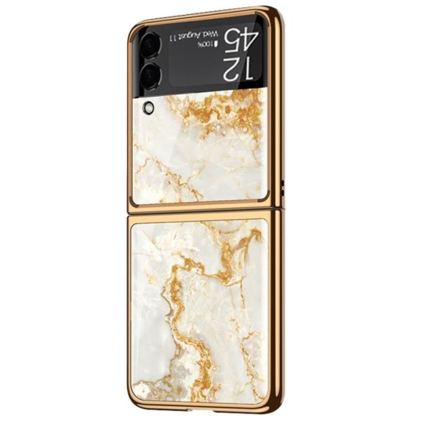 „GKK“ Marble plastmasas apvalks - zelta (Galaxy Z Flip3)