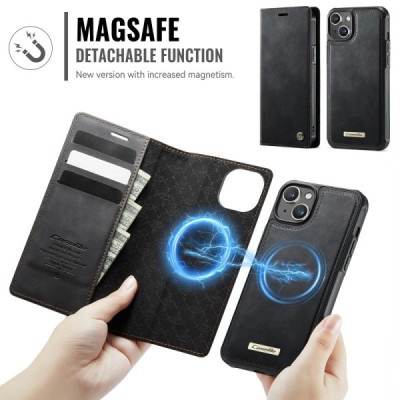 Apple iPhone 14 CaseMe Leather прочный чехол-книжка 2-в-1 из черной кожи | Vacins.lv