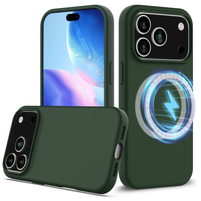 Apple iPhone 17 Pro Max "Shell" MagSafe cieta silikona (TPU) tumši zaļa apvalks | vacins.lv