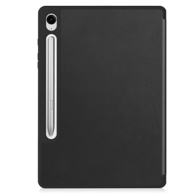 Samsung Galaxy Tab S9 11" / S9 FE 5G / S10 FE / S10 Lite чёрный кожаный чехол - книжка с местом для стилуса | Vacins.lv