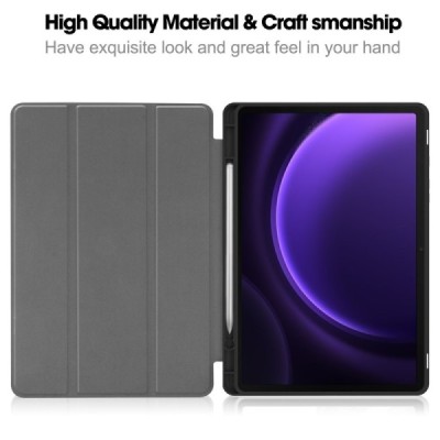 Samsung Galaxy Tab S9 11" / S9 FE 5G / S10 FE / S10 Lite чёрный кожаный чехол - книжка с местом для стилуса | Vacins.lv