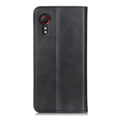 Samsung Galaxy Xcover 5 "Split" чёрный кожаный чехол-книжка | Vacins.lv