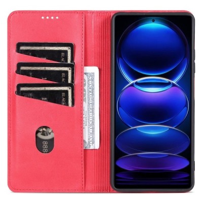 Xiaomi Redmi Note 12 Pro+ "AZNS" Retro красный кожаный чехол-книжка | Vacins.lv