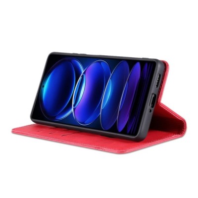 Xiaomi Redmi Note 12 Pro+ "AZNS" Retro красный кожаный чехол-книжка | Vacins.lv