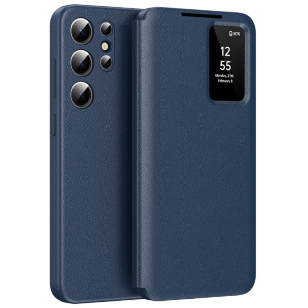Чехол-книжка "Qing" Smart View Solid - тёмно-синий (Galaxy S22 Ultra)