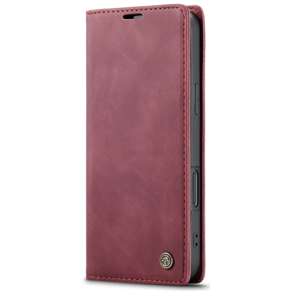 "CaseMe" Retro solīds atvēramais ādas maciņš - bordo (iPhone 17 Pro Max)