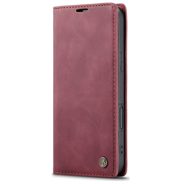 Кожиный чехол-книжка "CaseMe" Retro - бордовый (iPhone 17 Pro)